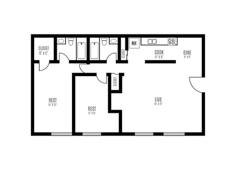 2 Bed 2 Bath Floor Plan at Sarasota South, Bradenton, Florida